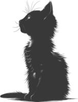ai generado silueta gatito linda animal negro color solamente lleno cuerpo vector
