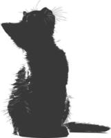 AI generated Silhouette kitten cute animal black color only full body vector