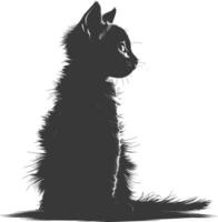 AI generated Silhouette kitten cute animal black color only full body vector