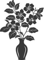 AI generated Silhouette jasmin flower in the vase black color only vector