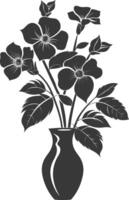 AI generated Silhouette jasmin flower in the vase black color only vector