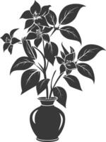 AI generated Silhouette jasmin flower in the vase black color only vector