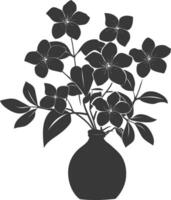 AI generated Silhouette jasmin flower in the vase black color only vector