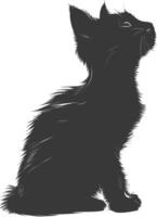 AI generated Silhouette kitten cute animal black color only full body vector