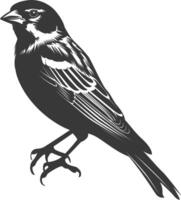 AI generated Silhouette House sparrow bird animal fly black color only vector