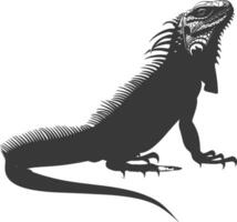 AI generated Silhouette Iguana Animal black color only full body vector