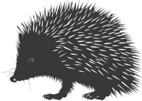 AI generated Silhouette Hedgehog animal black color only full body vector