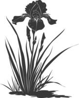 AI generated Silhouette iris flower in the ground black color only vector