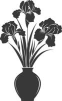 AI generated Silhouette iris flower in the vase black color only vector