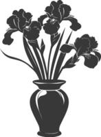 AI generated Silhouette iris flower in the vase black color only vector