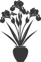 AI generated Silhouette iris flower in the vase black color only vector