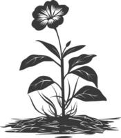 AI generated Silhouette jasmin flower in the ground black color only vector