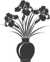 AI generated Silhouette iris flower in the vase black color only vector