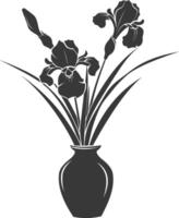 AI generated Silhouette iris flower in the vase black color only vector