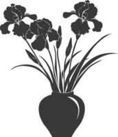 AI generated Silhouette iris flower in the vase black color only vector