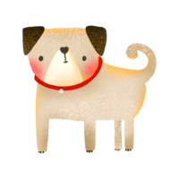 een grappig tekenfilm hond staat met een halsband. puppy illustratie. hand- getrokken illustratie Aan geïsoleerd achtergrond. kinderen ontwerp png