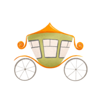 Cute cartoon carriage for the princess. Transport for the Queen. Cute childish hand drawn illustration on isolated background png