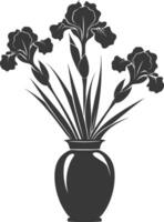 AI generated Silhouette iris flower in the vase black color only vector