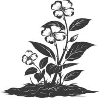 AI generated Silhouette jasmin flower in the ground black color only vector