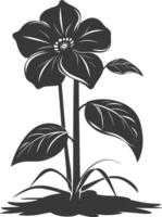 AI generated Silhouette jasmin flower in the ground black color only vector