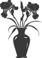 AI generated Silhouette iris flower in the vase black color only vector