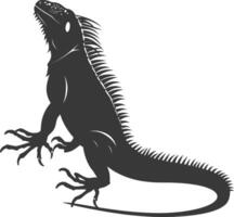 AI generated Silhouette Iguana Animal black color only full body vector