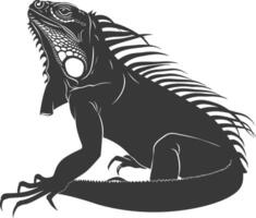 AI generated Silhouette Iguana Animal black color only full body vector