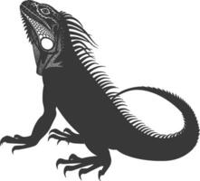 AI generated Silhouette Iguana Animal black color only full body vector