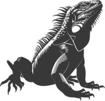 AI generated Silhouette Iguana Animal black color only full body vector