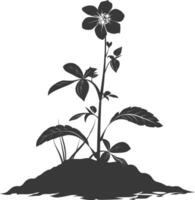 AI generated Silhouette jasmin flower in the ground black color only vector