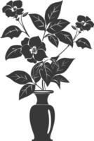 AI generated Silhouette jasmin flower in the vase black color only vector