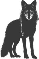 AI generated Silhouette coyote animal black color only full body vector