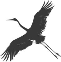 AI generated Silhouette crane bird animal fly black color only full body vector