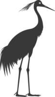 AI generated Silhouette crane bird animal black color only full body vector