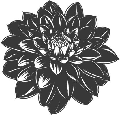 AI generated Silhouette dahlia flower black color only