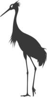 AI generated Silhouette crane bird animal black color only full body vector