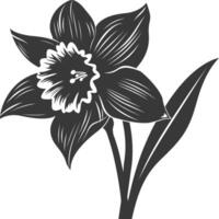 AI generated Silhouette daffodil flower black color only vector