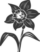 AI generated Silhouette daffodil flower black color only vector