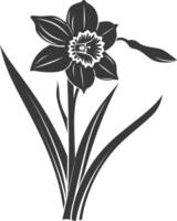 AI generated Silhouette daffodil flower black color only vector