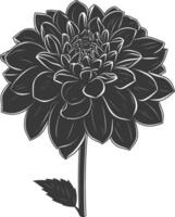 ai generado silueta dalia flor negro color solamente vector