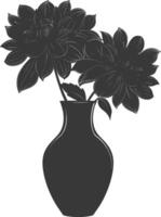 AI generated Silhouette dahlia flower in the vase black color only vector