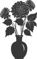 AI generated Silhouette dahlia flower in the vase black color only vector