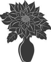 AI generated Silhouette dahlia flower in the vase black color only vector