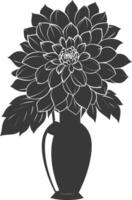 AI generated Silhouette dahlia flower in the vase black color only vector