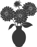 AI generated Silhouette dahlia flower in the vase black color only vector