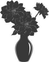 AI generated Silhouette dahlia flower in the vase black color only vector