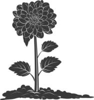 AI generated Silhouette dahlia flower in the ground black color only vector