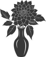 AI generated Silhouette dahlia flower in the vase black color only vector