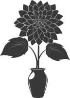 AI generated Silhouette dahlia flower in the vase black color only vector