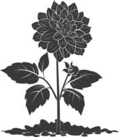 AI generated Silhouette dahlia flower in the ground black color only vector